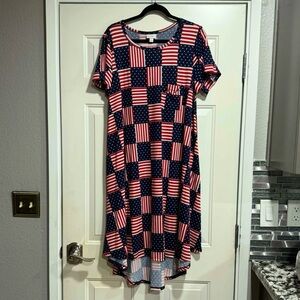 ❌SOLD❌ Size L LulaRoe Patriotic Flag Print Carly Dress